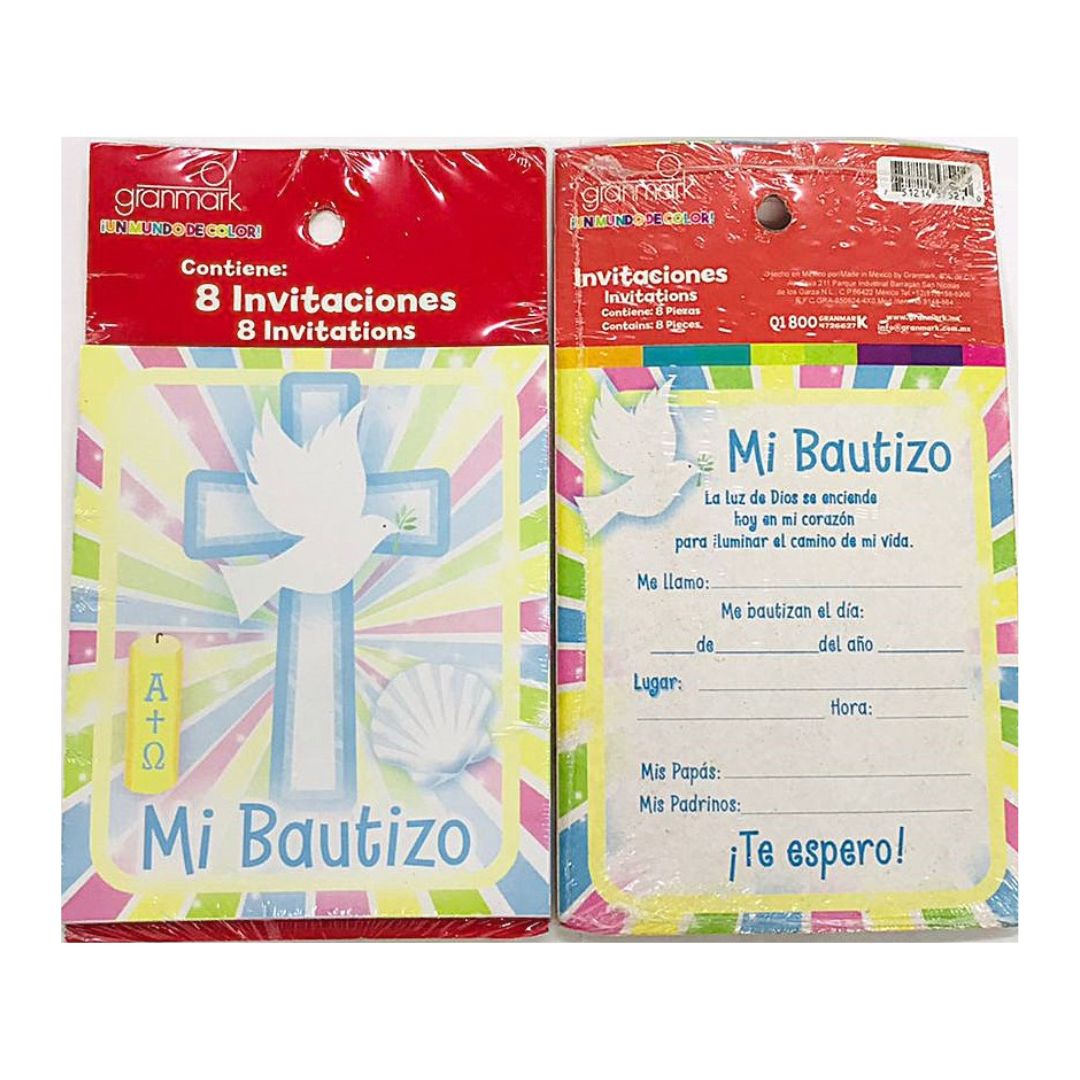 INVITACION BAUTIZO 8 UNID