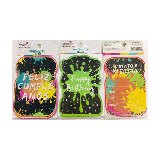 INVITACION FELIZ CUMPLEAÑOS SLIME con Sobres (MOD.48)