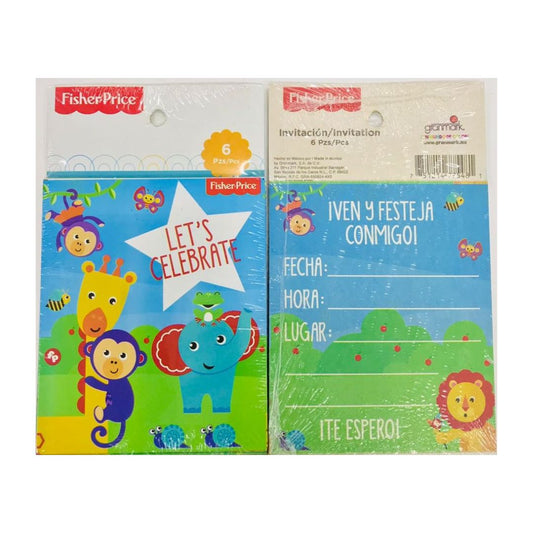 INVITACION FISHER PRICE (6 Unid)