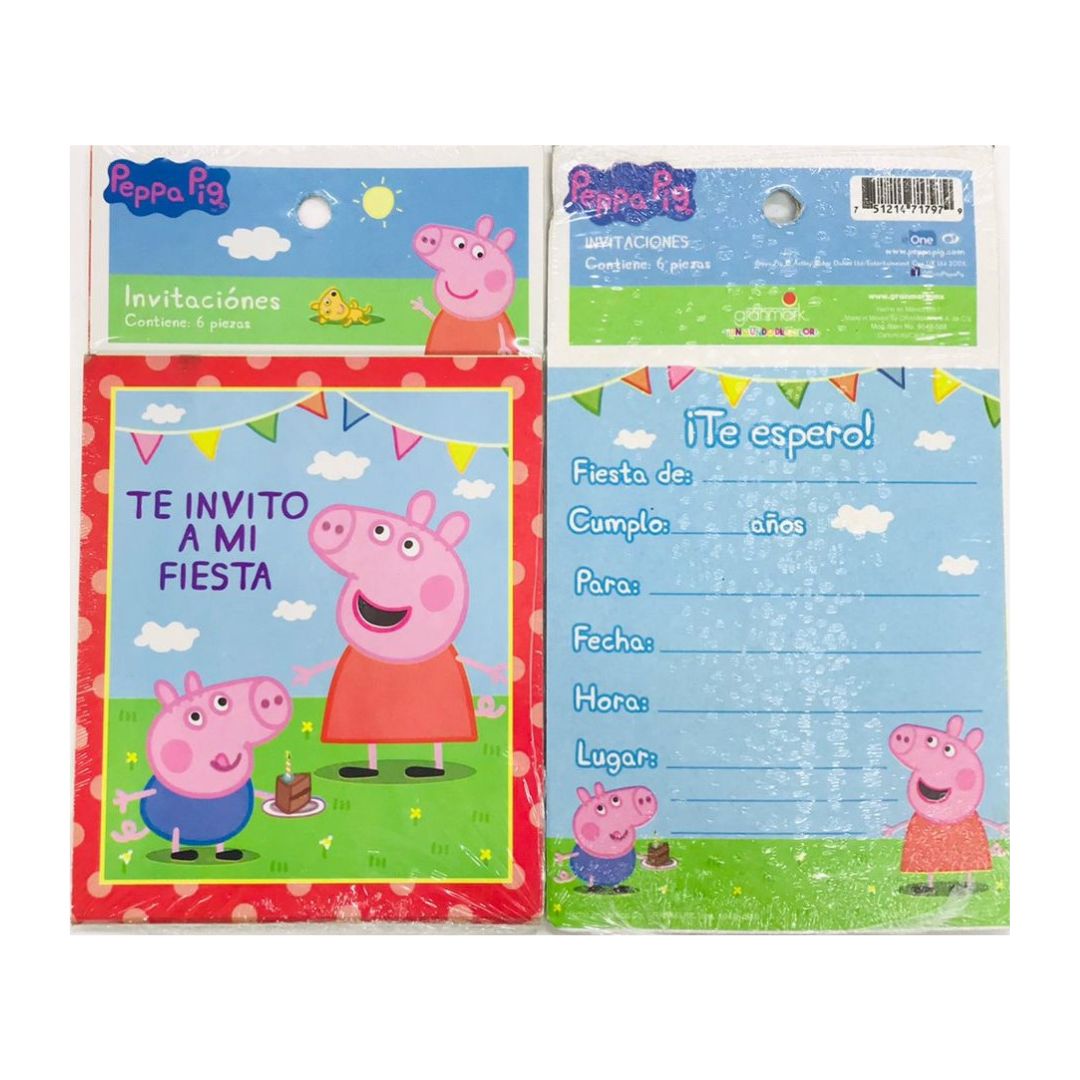 INVITACION PEPPA PIG (6 Unid)