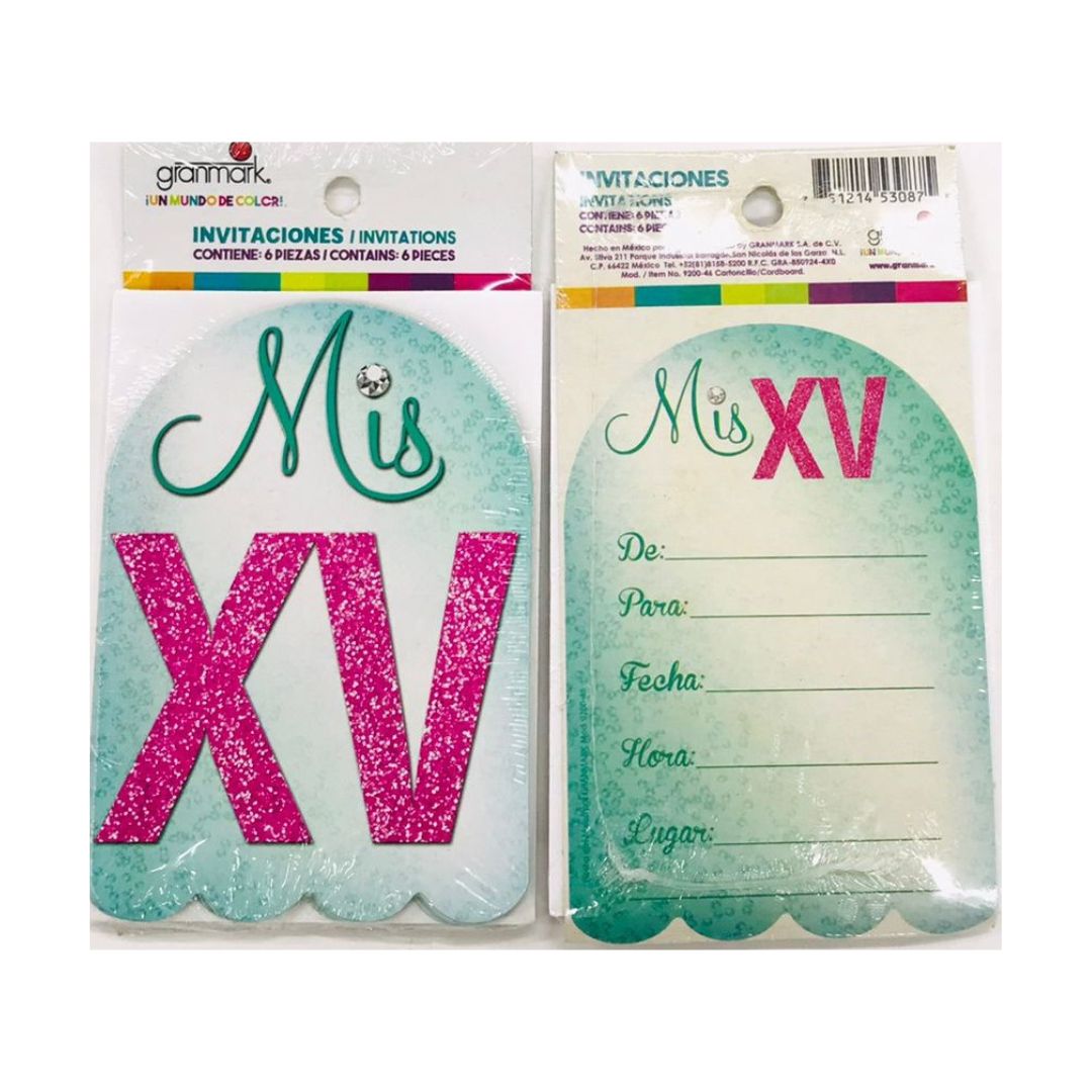 INVITACION XVAÑOS con Sobres (6 Unid) (MOD.46)