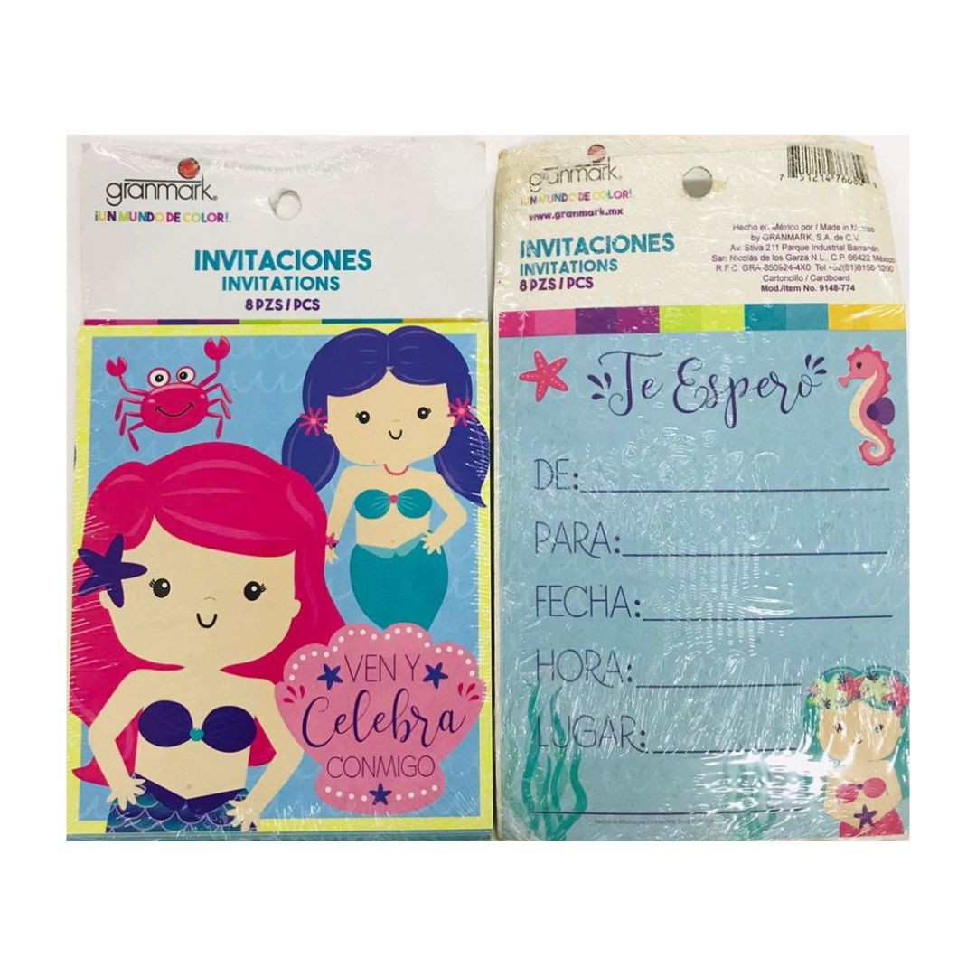 INVITACION SIRENITAS 8 UNID (MOD.774)