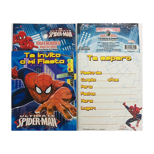 INVITACION SPIDER MAN (6 Unid)