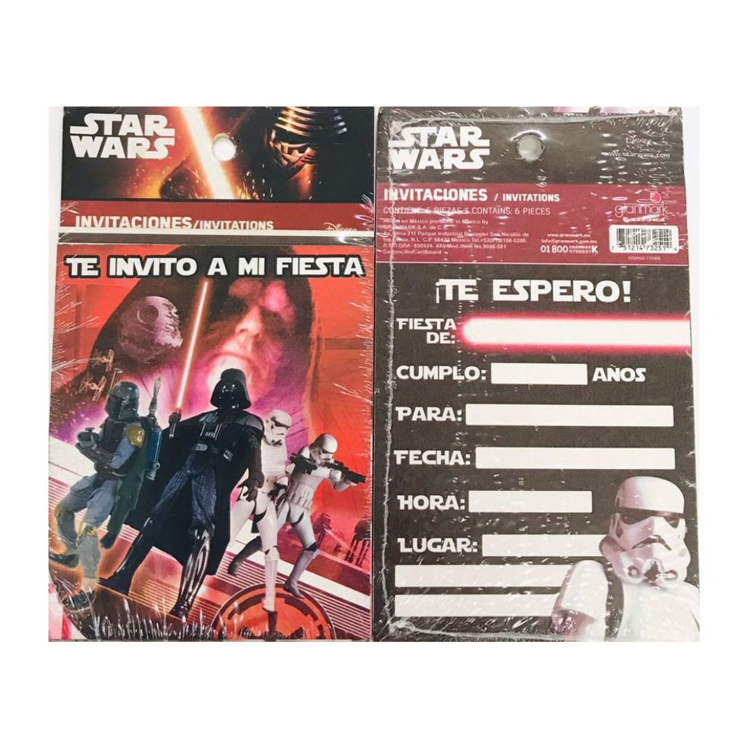INVITACION STAR WARS (6 Unid)