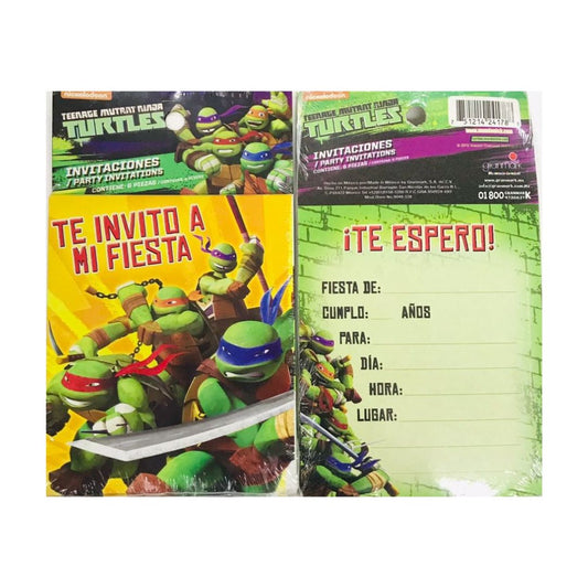 INVITACION TORTUGA NINJA (6 Unid)