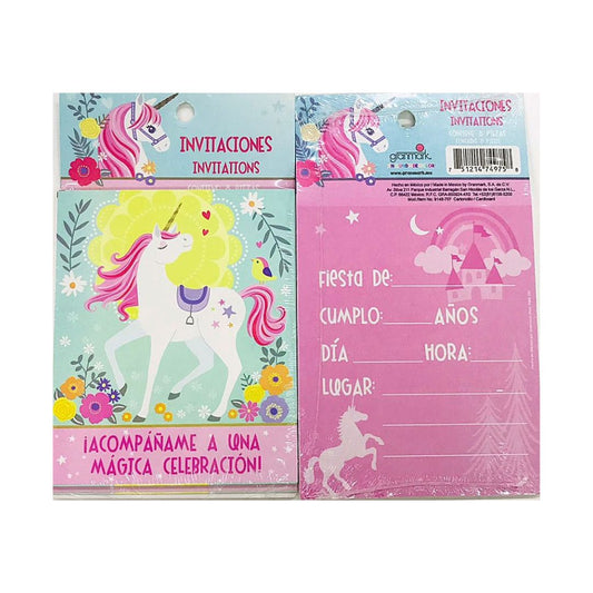 INVITACION UNICORNIO 8 UNID
