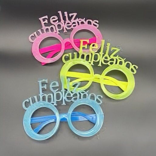 LENTES FELIZ CUMPLEAÑOS FLUORECENTE (3 Unid)