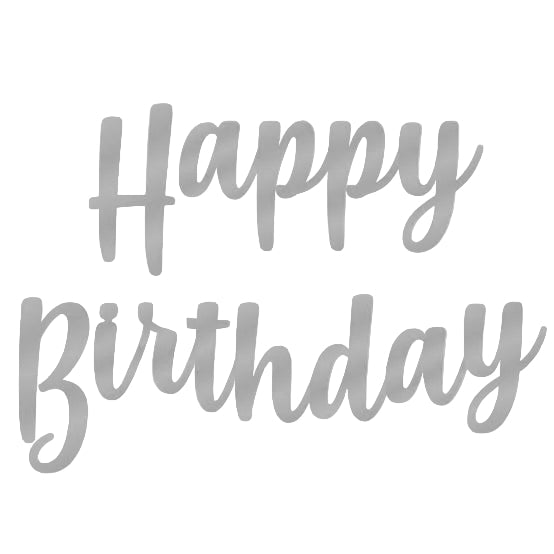 LETRERO HAPPY BIRTHDAY PLATA CURSIVO