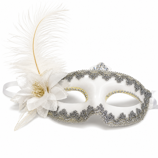 MASCARA VENECIANA BLANCA PLUMA