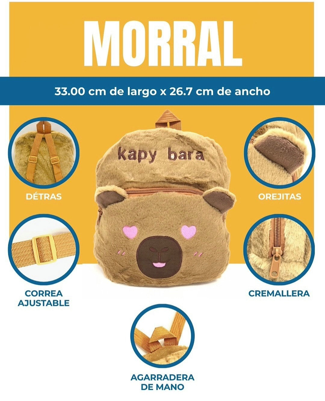 MORRAL CAPIBARA KAPYBARA  (25 x 30 x 15 cm)