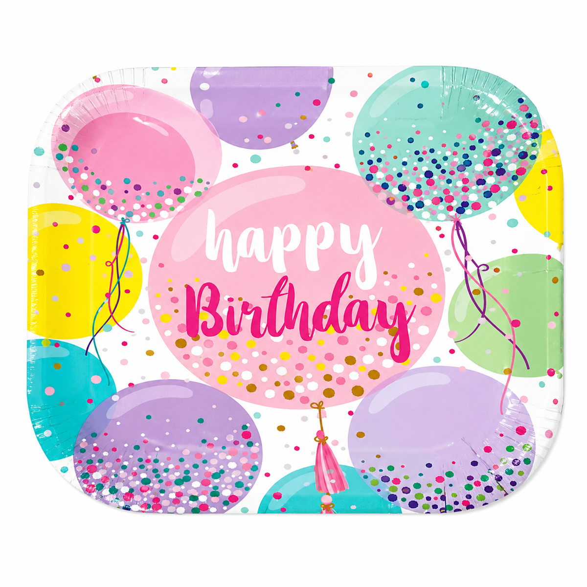 PLATOS CUADRADO HAPPY BDAY SWEET BALLOON (8 Unid)