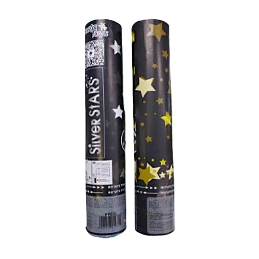 PARTY POPPER 30 ESTRELLAS DORADOS Y PLATEADAS (30 cm)
