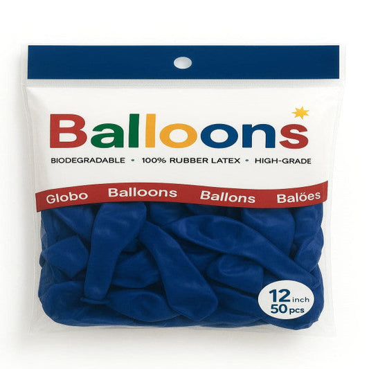 GLOBOS LATEX 12 Inch MATE AZUL OSCURO (50 Unid)