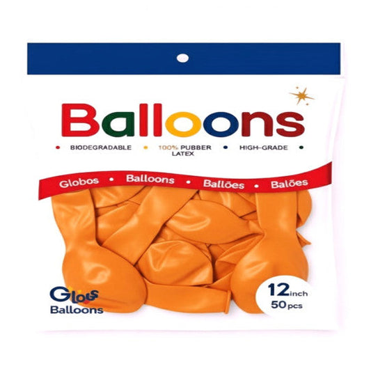 GLOBOS LATEX 12 Inch MATE NARANJA (50 Unid)