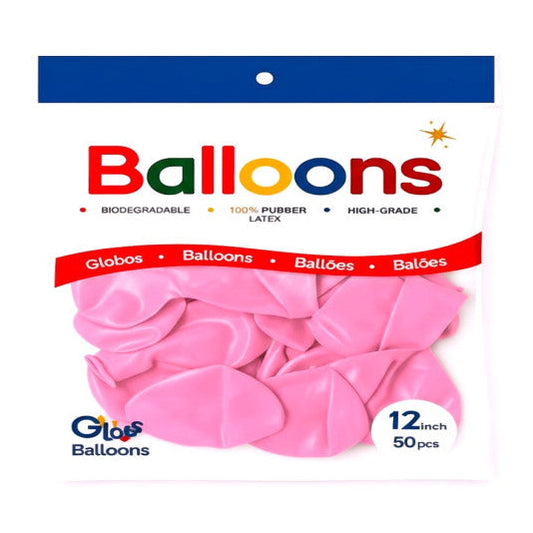 GLOBOS LATEX 12 Inch MATE ROSADO (50 Unid)