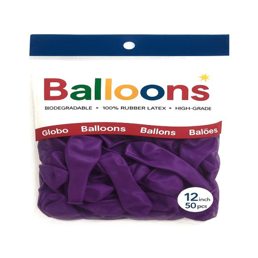 GLOBOS LATEX 12 Inch MATE PURPURA (50 Unid)