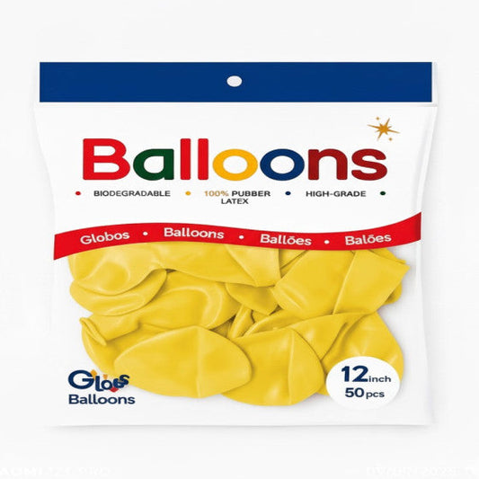 GLOBOS LATEX 12 Inch MATE AMARILLO (50 Unid)