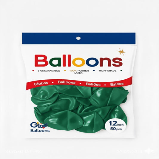 GLOBOS LATEX 12 Inch PERLADO VERDE OSCURO (50 Unid)