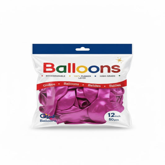 GLOBOS LATEX 12 Inch PERLADO FUCSIA (50 Unid)