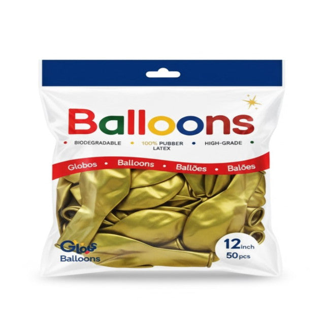 GLOBOS LATEX 12 Inch PERLADO DORADO (50 Unid)
