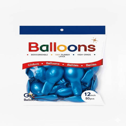 GLOBOS LATEX 12 Inch PERLADO AZUL CLARO (50 Unid)