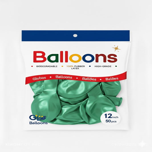 GLOBOS LATEX 12 Inch PERLADO VERDE CLARO (50 Unid)