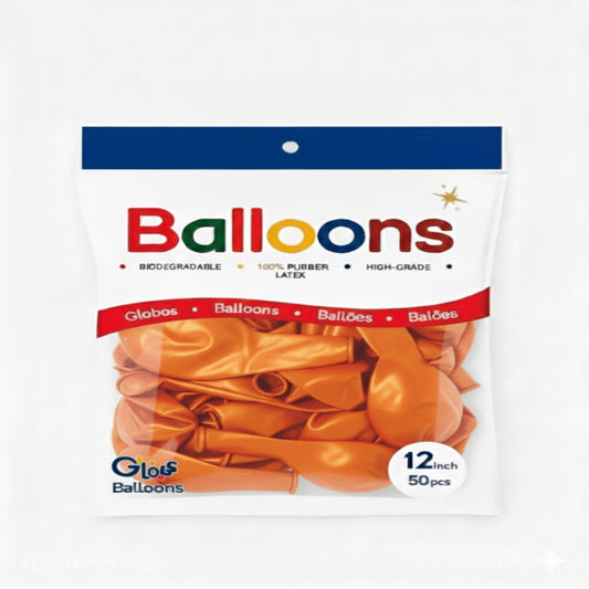 GLOBOS LATEX 12 Inch PERLADO NARANJA (50 Unid)