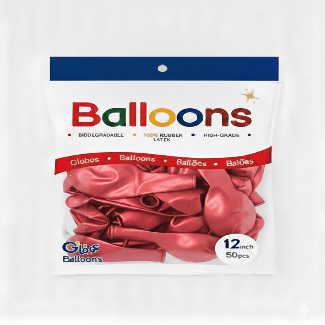 GLOBOS LATEX 12 Inch PERLADO ROJO (50 Unid)