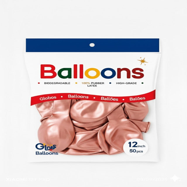 GLOBOS LATEX 12 Inch PERLADO ROSEGOLD (50 Unid)
