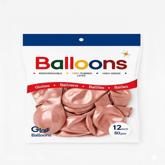 GLOBOS LATEX 12 Inch PERLADO ROSEGOLD (50 Unid)