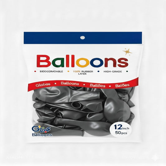 GLOBOS LATEX 12 Inch PERLADO PLATEADO (50 Unid)