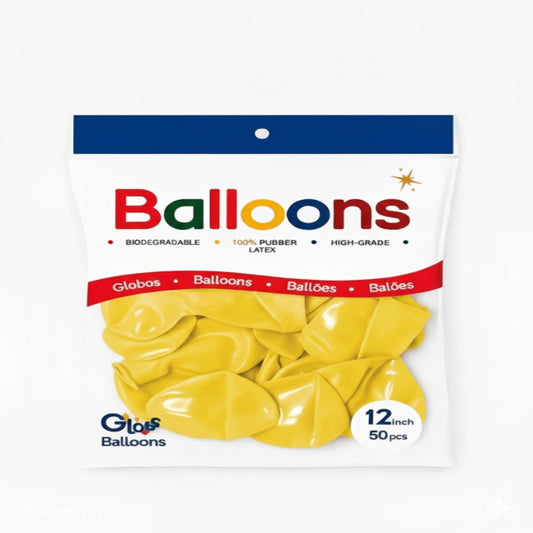 GLOBOS LATEX 12 Inch PERLADO AMARILLO (50 Unid)