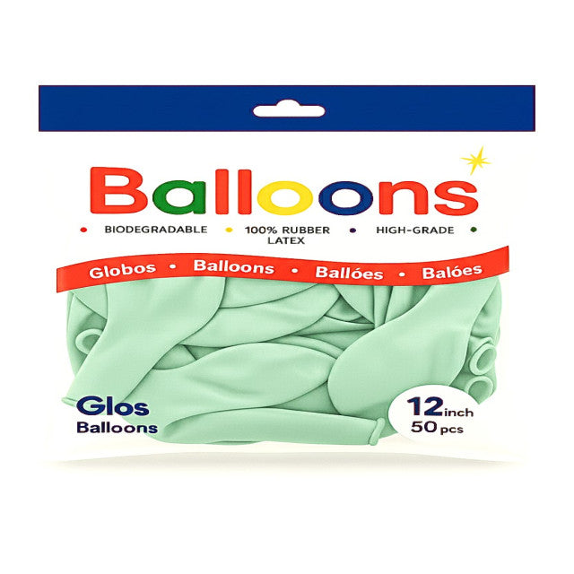GLOBOS LATEX 12 Inch PASTEL VERDE (50 Unid)
