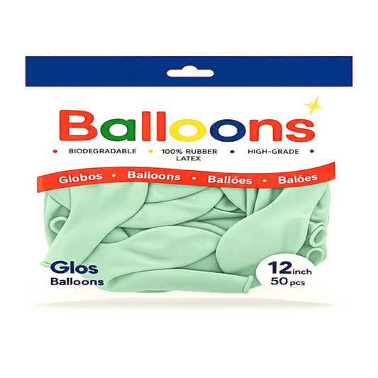 GLOBOS LATEX 12 Inch PASTEL VERDE (50 Unid)