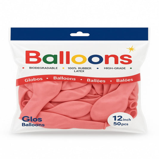 GLOBOS LATEX 12 Inch PASTEL ROSADO (50 Unid)