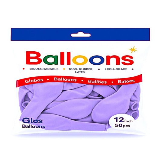 GLOBOS LATEX 12 Inch PASTEL MORADO (50 Unid)