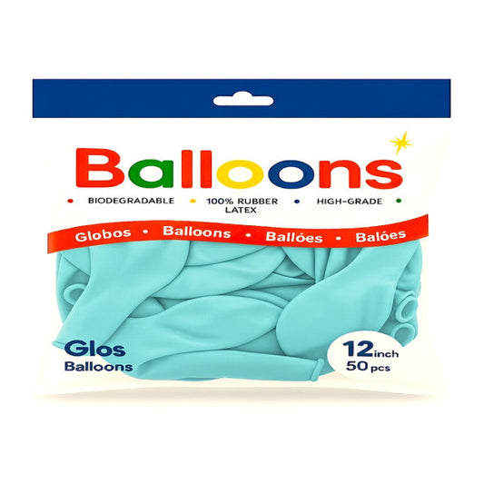 GLOBOS LATEX 12 Inch PASTEL TIFANI VERDE AGUA (50 Unid)