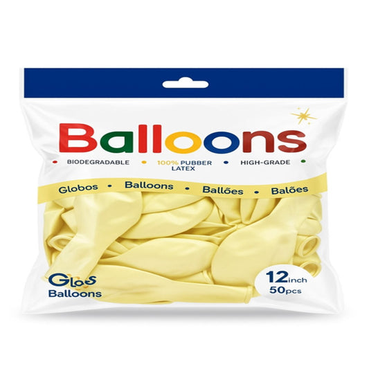 GLOBOS LATEX 12 Inch PASTEL AMARILLO (50 Unid)