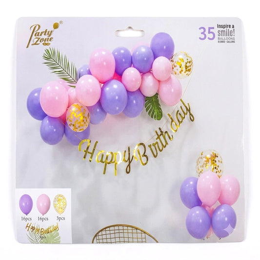 GLOBOS ARCO 35 ARCO MORADO HAPPY BIRTHDAY