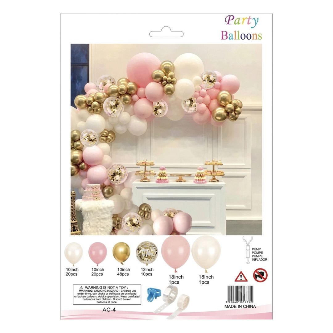 GLOBOS ARCO ROSADO Y DORADO