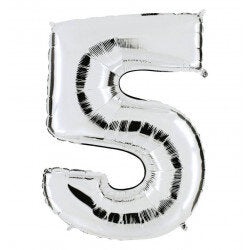 FOIL 32 NUMERO 5 PLATEADO BLISTER