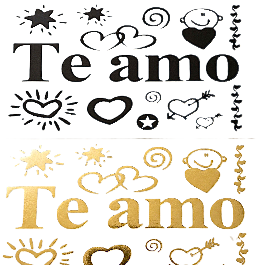 STICKER TE AMO DORADO-NEGRO PARA GLOBOS