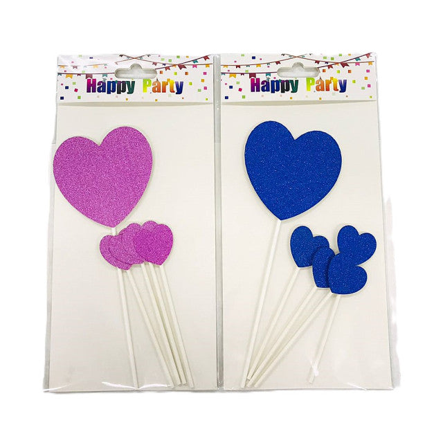 TOPPER CAKE SET CORAZONES (5 Unid)