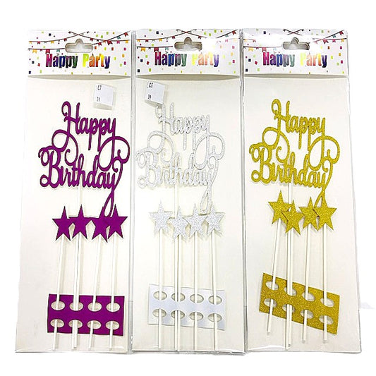 TOPPER CAKE SET HAPPY BIRTHDAY ESTRELLAS (5 Unid)