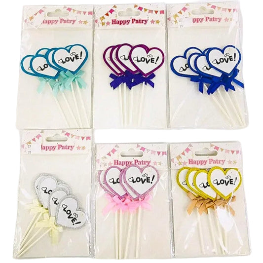 TOPPER CAKE SET CORAZONES LAZO (4 Unid)