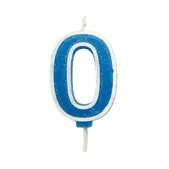 VELA NUMERO 0 AZUL ESCARCHADA