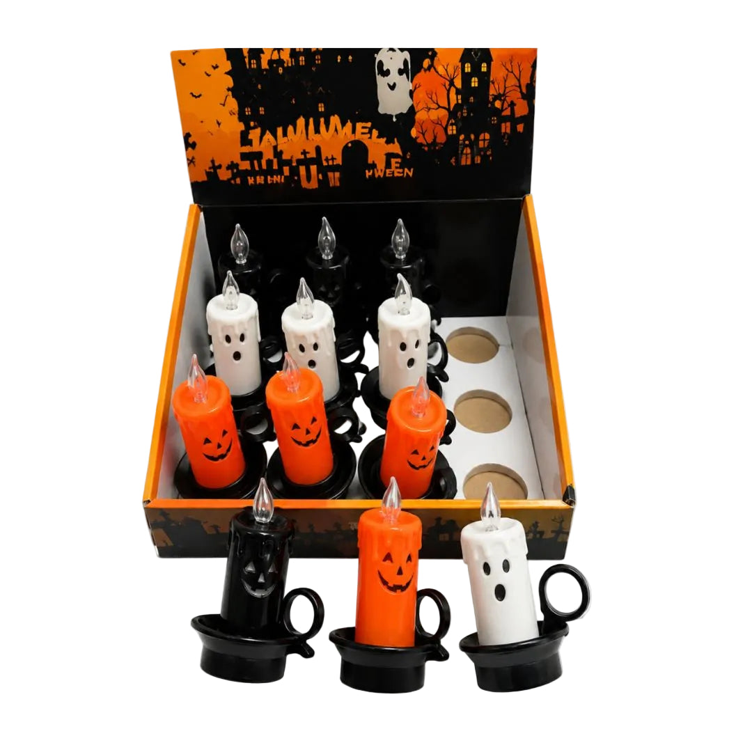 VELA HALLOWEEN CON LUZ CANDELABRO
