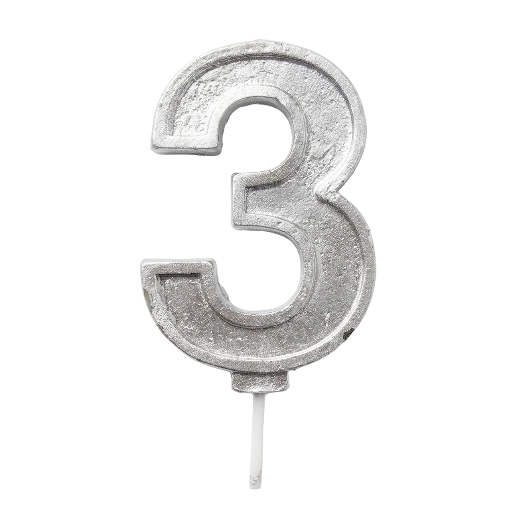 VELA NUMERO 3 PLATA